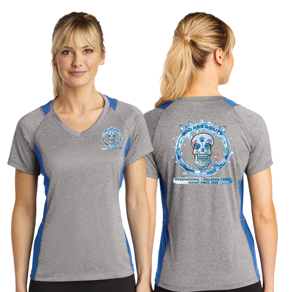 BAICE24/Sport Tek Ladies Heather Colorblock Contender VNeck Tee/LST361