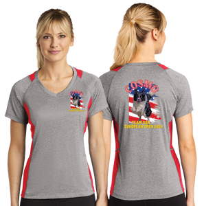 COSMO/Sport Tek Ladies Heather Colorblock Contender VNeck Tee/LST361