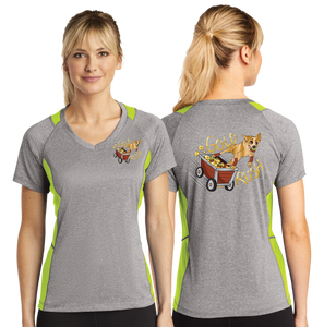 GOLD RUSH/Sport Tek Ladies Heather Colorblock Contender VNeck Tee/LST361