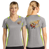 GOLD RUSH/Sport Tek Ladies Heather Colorblock Contender VNeck Tee/LST361