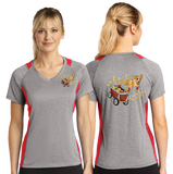 GOLD RUSH/Sport Tek Ladies Heather Colorblock Contender VNeck Tee/LST361