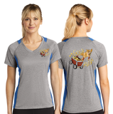 GOLD RUSH/Sport Tek Ladies Heather Colorblock Contender VNeck Tee/LST361