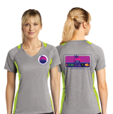 ICUP24/Sport Tek Ladies Heather Colorblock Contender VNeck Tee/LST361