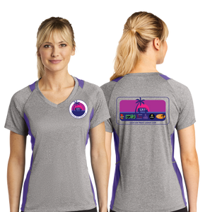 ICUP24/Sport Tek Ladies Heather Colorblock Contender VNeck Tee/LST361