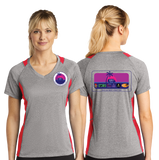 ICUP24/Sport Tek Ladies Heather Colorblock Contender VNeck Tee/LST361