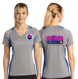 ICUP24/Sport Tek Ladies Heather Colorblock Contender VNeck Tee/LST361