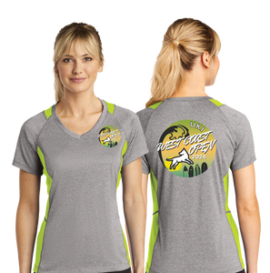 WCO24/Sport Tek Ladies Heather Colorblock Contender VNeck Tee/LST361