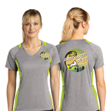 WCO24/Sport Tek Ladies Heather Colorblock Contender VNeck Tee/LST361