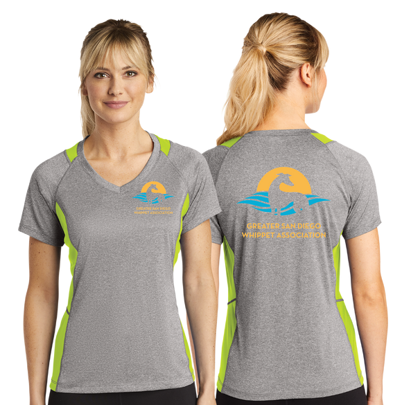 WHIP/Sport Tek Ladies Heather Colorblock Contender VNeck Tee/LST361