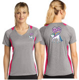 PNWUKI/Sport-Tek® Ladies Heather Colorblock Contender™ V-Neck Tee/LST361/